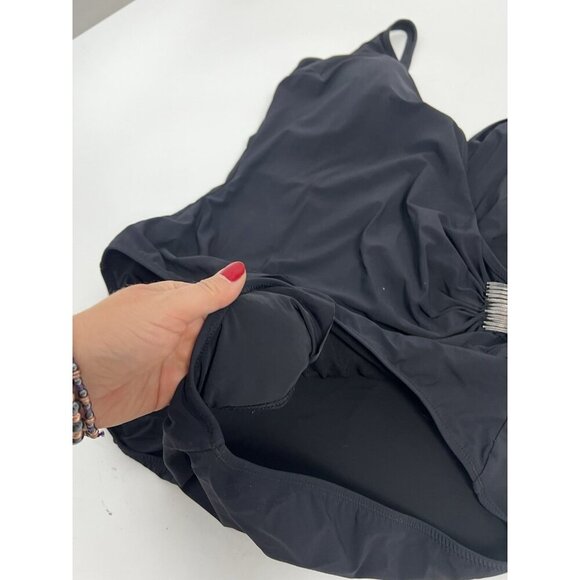 Gideon Oberson Women's Black One-piece Swimsuit Silver Metal Accent Sz 18 - Picture 3 of 8